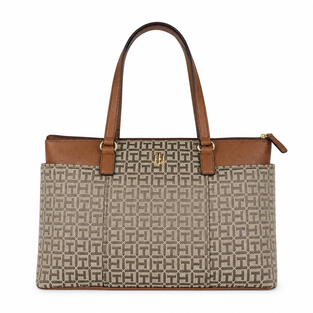 Tommy Hilfiger Women Brown Monogram Tote Bag 69J8910 280 EIC